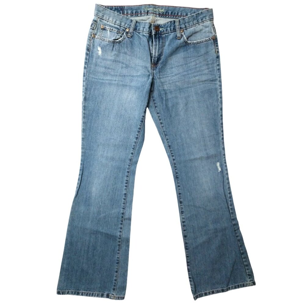 American Eagle Outfitters Women's Hipster Fit 5922 Distressed Jeans 10 Regular